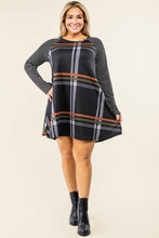 Load image into Gallery viewer, Plus Stripe Sleeve A- Line Mini Dress
