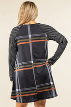 Load image into Gallery viewer, Plus Stripe Sleeve A- Line Mini Dress
