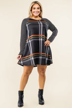 Load image into Gallery viewer, Plus Stripe Sleeve A- Line Mini Dress
