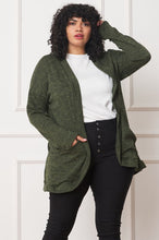 Load image into Gallery viewer, Plus Solid Drape Pocket Cardigan
