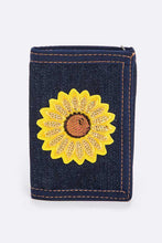 Load image into Gallery viewer, Sequins Sunflower Patch Denim Wallet
