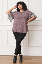 Load image into Gallery viewer, Color Block Sleeve Ruffle Knit Top
