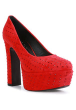 Load image into Gallery viewer, POPPINS Diamante Platform Heel Block Pumps
