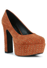 Load image into Gallery viewer, POPPINS Diamante Platform Heel Block Pumps
