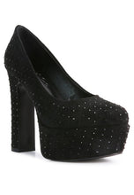 Load image into Gallery viewer, POPPINS Diamante Platform Heel Block Pumps
