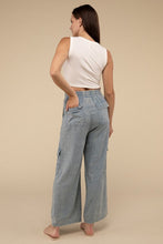 Load image into Gallery viewer, Washed Linen Elastic Band Waist Cargo Pants
