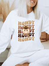 Load image into Gallery viewer, Stacked Howdy Cowboy Smile Sweatshirt
