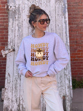 Load image into Gallery viewer, Stacked Howdy Cowboy Smile Sweatshirt
