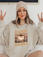 Load image into Gallery viewer, Stacked Howdy Cowboy Smile Sweatshirt
