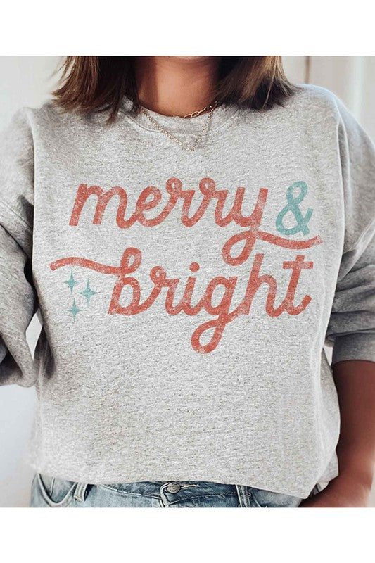 Merry & Bright Christmas Sweatshirt Plus Size