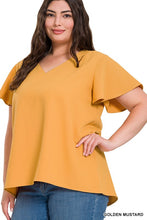 Load image into Gallery viewer, Woven Flutter Sleeve V-Neck Top
