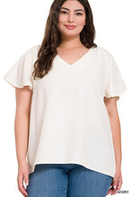 Load image into Gallery viewer, Woven Flutter Sleeve V-Neck Top
