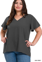 Load image into Gallery viewer, Woven Flutter Sleeve V-Neck Top
