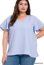 Load image into Gallery viewer, Woven Flutter Sleeve V-Neck Top
