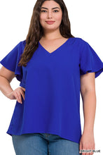 Load image into Gallery viewer, Woven Flutter Sleeve V-Neck Top
