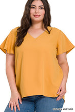 Load image into Gallery viewer, Woven Flutter Sleeve V-Neck Top
