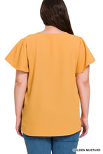 Load image into Gallery viewer, Woven Flutter Sleeve V-Neck Top
