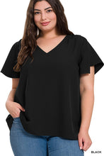 Load image into Gallery viewer, Woven Flutter Sleeve V-Neck Top
