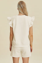 Load image into Gallery viewer, Double Take Full Size Texture Round Neck Ruffle Sleeve Top and Shorts Set
