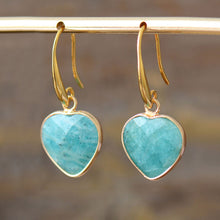 Load image into Gallery viewer, Natural Stone Heart Drop Earrings
