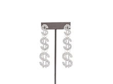 Load image into Gallery viewer, Rhinestone Money Sign Drop Earrings
