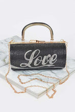 Load image into Gallery viewer, LOVE Rhinestone Convertible Box Clutch
