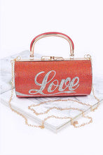 Load image into Gallery viewer, LOVE Rhinestone Convertible Box Clutch
