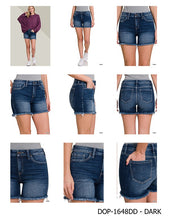 Load image into Gallery viewer, Mid Rise Raw Frayed Hem Denim Shorts
