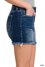 Load image into Gallery viewer, Mid Rise Raw Frayed Hem Denim Shorts
