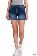 Load image into Gallery viewer, Mid Rise Raw Frayed Hem Denim Shorts
