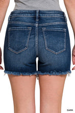 Load image into Gallery viewer, Mid Rise Raw Frayed Hem Denim Shorts
