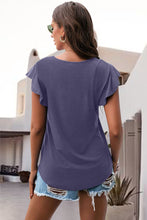 Load image into Gallery viewer, Ruffled Round Neck Cap Sleeve Blouse
