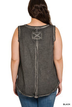 Load image into Gallery viewer, Plus Size Washed Raw Edge V-Neck Tank Top
