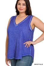 Load image into Gallery viewer, Plus Size Washed Raw Edge V-Neck Tank Top
