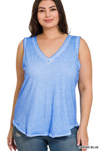 Load image into Gallery viewer, Plus Size Washed Raw Edge V-Neck Tank Top
