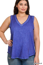 Load image into Gallery viewer, Plus Size Washed Raw Edge V-Neck Tank Top
