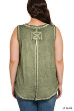 Load image into Gallery viewer, Plus Size Washed Raw Edge V-Neck Tank Top
