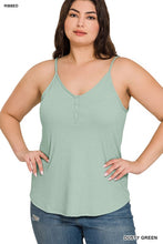 Load image into Gallery viewer, Plus Ribbed Half Snal Button Closure Cami Top
