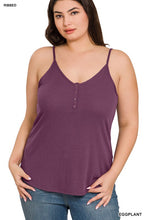 Load image into Gallery viewer, Plus Ribbed Half Snal Button Closure Cami Top
