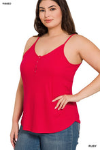 Load image into Gallery viewer, Plus Ribbed Half Snal Button Closure Cami Top
