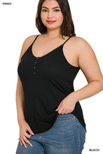 Load image into Gallery viewer, Plus Ribbed Half Snal Button Closure Cami Top
