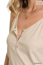 Load image into Gallery viewer, Plus Ribbed Half Snal Button Closure Cami Top
