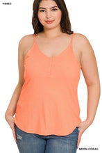 Load image into Gallery viewer, Plus Ribbed Half Snal Button Closure Cami Top
