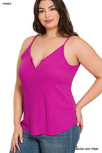 Load image into Gallery viewer, Plus Ribbed Half Snal Button Closure Cami Top
