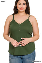 Load image into Gallery viewer, Plus Ribbed Half Snal Button Closure Cami Top
