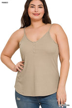 Load image into Gallery viewer, Plus Ribbed Half Snal Button Closure Cami Top
