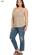 Load image into Gallery viewer, Plus Ribbed Half Snal Button Closure Cami Top
