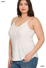 Load image into Gallery viewer, Plus Ribbed Half Snal Button Closure Cami Top
