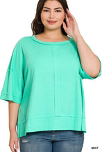 Load image into Gallery viewer, Plus Rib Boat Neck Dolman Sleeve Top w Front Seam
