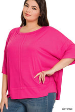 Load image into Gallery viewer, Plus Rib Boat Neck Dolman Sleeve Top w Front Seam
